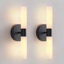 Wall Sconces Set of Two Matte Black Bathroom Wall Sconce Light Set of 2 Modern Wall Light Fixtures Metal Sconces Wall Lighting with White Glass Shade Wall Mounted Lamp for Living Room