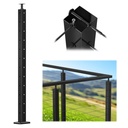 Muzata Black Corner Cable Railing Post 42 Inch 42"x2"x2" T-drilled One-Post Corner Solution Surface Mount Stainless Steel Cable Railing System Kit Indoor Outdoor with Paper User Guide PS01 B34L
