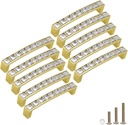 10 Pack Gold U Shape Crystal Glass Rhinestone Cabinet Pulls Knobs Handles,Modern Decorated Shiny Dresser Drawer Konbs Pulls Handles for Cupboard Wardrobe Dresser (10 Pack, 3.8" Hole Centers)