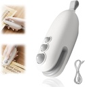Mini Bag Sealer, 2 in 1 Sealer Rechargeable Mini Bag Sealer and Cutter, Portable Bag Sealer Handheld, Chip Bag Sealer for Plastic Bag Snack Bag Food Storage, Office Kitchen tools (White 1Pcs)