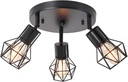 3-Light Flush Mount Ceiling Light Fixture, Industrial Kitchen Light Fixtures Ceiling, E26 Black Farmhouse Ceiling Light Fixture Black for Dining Room Hallway Entryway