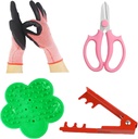 4PCS Gardening Gloves & Shears Scissor & Rose Thorn Stem Stripper Remover Tool, Flower Stem Stripper Tool for Garden & Florist supplies