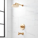 Lentz Pressure Balanced Shower System with Shower Head, Shower Arm, Valve Trim - Rough In Included, Brushed Gold