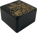 IPPINKA Two-Tiered Bento Box - Premium Japanese Food Container - 8 x 8 x 4.75 in - Classic Black Design with Gold Accents