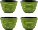 Japanese Cast Iron Tea Cups, Small and Heavy Teacups with no Handles, Japanese Style Cup for Adults, Asian Teacups, Coated with Enameled Interior, 4 Pcs/Box (Green, 2oz/60ml)