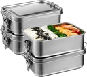 4 PCS Bento Boxes, 850 ML Stainless Steel Lunch Boxes, Food Storage Containers, Portable Metal Lunch Containers, Lockable Clips to Leak Proof, Reusable Dishwasher Safe Lunch Snack Boxes