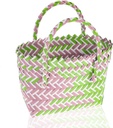 Cabilock Colored Woven Basket Multi-functional Beach Bag Reusable Grocery Shopping Bag Tote Bag