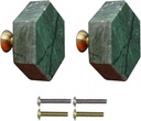 Wwxuanke Marble Knob Hexagonal Drawer Cabinet Wardrobe Door Handle Single Hole Pulls 2 Pcs (Green)