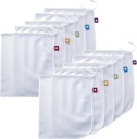 Reusable Produce Bags, Washable Mesh Bags for Fruits and Vegetables, Set of 10 - Flip and Tumble