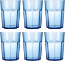 Classic 15-Ounce Plastic Tumblers, Acrylic Drinking Glasses, Reusable Plastic Cups, set of 6 Blue, Stackable, BPA-Free, Shatter-Proof, Dishwasher-Safe