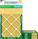 Filterbuy 16x25x1 Air Filter MERV 11 Superior Pet & Allergy Defense (4-Pack), Electrostatic Pleated HVAC AC Furnace Filters Replacement, Made in USA (Actual Size: 15.50 x 24.50 x 0.75)