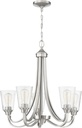 Craftmade 41925-BNK-CS Grace Clear Seeded Glass Chandelier, 5-Light 300 Watts, Brushed Polished Nickel