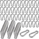 100Pcs 2.4" Carabiner Clip Spring Snap Hook, M6 2-3/8 Inch Heavy Duty Galvanized Steel Spring Snap Hook, Quick Link Keychain Clip for Keys Swing Set Camping Fishing Hiking Traveling(260 lbs Capacity)
