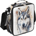 Lunch Box for Kids Girls Boys Watercolor Husky Dog Lunch Bags for Teens Freezable Insulated Lunch boxes for School, Picnic, Cooler Tote Bag with Adjustable Shoulder Strap