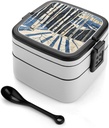 Birch Tree in Winter Bento Box Adult Lunch Box All-in-One Lunch Containers with Removable Compartments Double Layer Bento Lunch Box with Spoon And Handle Stackable Lunchbox
