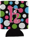 Caroline's Treasures CJ1038-KCC Letter K Initial Monogram - Polkadots and Pink Can or Bottle Hugger Cooler Washable Drink Sleeve Collapsible Beverage Insulated Holder, Can Hugger, Multicolor