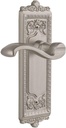 Grandeur WINPRT_PRV_234 Windsor Solid Brass Rose Right Handed Privacy Door Lever Set with Portofino Lever and 2-3/4" Backset - Satin Nickel