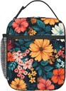 Colorful Flowers Lunch Bag Insulated - Spring Summer Floral Lunch Tote Box Wildflower Cooler Meal Bag for Women Men Adults Office Work Picnic