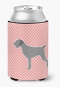 Caroline's Treasures BB3611CC German Wirehaired Pointer Checkerboard Pink Can or Bottle Hugger Cooler Washable Drink Sleeve Collapsible Beverage Insulated Holder, Can Hugger, Multicolor