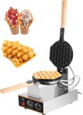 Bubble Waffle Maker, Egg Bubble Puff Iron W/ 180° Rotatable 2 Pans & Wooden Handles, Stainless Steel Baker,S