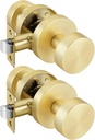 goldenwarm Gold Door Knobs Closet, Zinc Alloy Round Ball Brushed Gold Passage Door Knobs for Hallways, Kitchens, Heavy Duty Passage Doorknobs Bulk - Modern & Stylish(2 Pack)