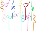 24 Pcs Silly Crazy Straws for Kids Reusable Plastic Loop Curly Crazy Drinking Straws for Classroom Activities Valentines Day Gift Christmas Birthday Wedding Party Supplies Decoration
