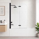 Shower Tub Door Bathroom Pivot Tub Glass Door 34-34¾ in. W x 58 in. H Semi-Frameless Bathroom Glass Shower Doors for Bathtub,6mm（1/4 in）,Clear Tempered Shower Door (Matte Black)