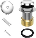 Bathtub Drain Tip Toe Tub Conversion Kit Assembly, Replacement Tub Drain Kit with One-Hole Overflow Faceplate and Universal Fine/Coarse Thread and Adapter(Chrome Plated)
