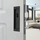 Pocket Door Lock Hardware with Pull,Invisible Sliding Door Lock Handle, Recessed Door Handle Lock for Furniture Hardware,keyless,Black