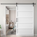 Fredbeck 54x84 inch White Barn Door with 9FT Sliding Door Hardware Kit Included & Handle,MDF,Solid PVC Surface,DIY Assembly,5-Panel