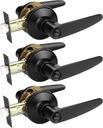 Probrico 3 Pack Black Privacy Lever Door Handles, Keyless Door Handle Set for Bedroom or Bathroom, Interior Handles Door Levers Door Knobs Door Lock