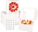 30 Pack Cake Boxes 10 Inch, Disposable Cake Transport Container, 10 Inch Cake Box with Window, White Bakery Boxes with Stickers, Cajas Para Pasteles for Cookies Pies Cupcakes Pastry(10x10x5 Inches)