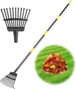 Rake for Leaves, Small Leaf Rake for Garden, 70-inch Adjustable Metal Rakes-Tool with 11 Steel Tines for Gardening, Yard, Shrub, Flower Beds, Lawns