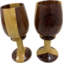 collectiblesBuy Vintage Style Handmade Mango and Teak Wood Goblet Set of 2 Chalice Drinking Glasses for Wine Ale Mead Rustic Drinkware Kitchen Bar Decor