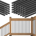Muzata 50Pack 36" Aluminum Deck Balusters Round Black Deck Railing Stair Porch Staircase Spindles 3/4" Diameter Hollow for Railing Fencing Porch Stair WT01