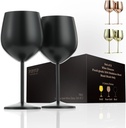 Stainless Steel Wine Glasses Set of 2 — Unbreakable, Stemmed Metal Wine Glass for Outdoor Events and Trips. Elegant and Fancy — Perfect for Christmas, Birthdays, and Anniversaries.(Black)