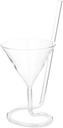DOITOOL Spiral Glass Cocktail Cup with Straw Transparent Wine Goblet for Cold Hot Beverages for Parties Bbqs Outdoor Use Glass Wine Cup