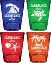 R and R Imports Cabo Blanco Peru Souvenir 4-Pack Multicolor Engraved Round Shot Glasses Beach Set