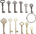 Skeleton Key Set,Universal Skeleton Replacement Keys, Vintage Keys Kit for Antique Dresser, Chinese Cabinet, Antique Furniture and Old Style Cabinets or Doors (12 pcs)