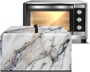 White Marble Print Microwave Oven Cover Dust-Proof Microwave Oven Grill Covers Protector with Top Handle, Foldable Small Appliance Covers in Home and Office-S