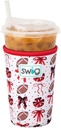 Swig Life Medium Iced Cup Coolie, Standard 22oz Iced Coffee Cup Insulator Sleeve with Handle, Neoprene Insulated Coolie Keeps Drinks Cold (We've Got Spirit Black + Red)
