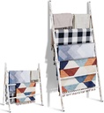 6-Tier Wide Double Blanket Ladder Wood, Rustic Decorative Towel Rack for Big Blanket, Towel, Quilt, Clothes - Freestanding Blanket Holder Towel Ladder Decor Stand for Living Room, Bedroom