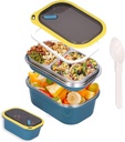 Niiyen Lunch Box 1200ml 2 Layers Food Lunch Containers with Spoon Portable Adult Bento Lunch Box Food Storage Bowl for School Office Outdoor Travel