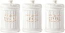 Doric Scroll Ceramic Canisters Sets For The Kitchen Canisters For Countertop Set of 3 Airtight Coffee Canisters For Ground Coffee Sugar Container Tea Storage Jars With Lids Farmhouse Decor