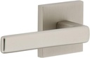 Viaggio QADLUS_PSG_234_LH Quadrato Left Handed Solid Brass Passage Door Lever Set with Lusso Lever and Quadrato Backplate - 2-3/4" Backset - Satin Nickel