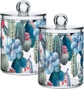 Cactus Pattern 4PC Airtight Transparent Plastic Storage Jar Food Storage Container Plastic for Food Herbs Tea etc with Storage Lid easy to use and clean With lid Easy To Use