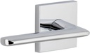 Viaggio QADBRZ_PRV_238_LH Quadrato Left Handed Solid Brass Privacy Door Lever Set with Brezza Lever and Quadrato Backplate - 2-3/8" Backset - Bright Chrome