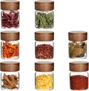 Glass Spice Jars Seasoning Containers Small Glass Jars with Lids Airtight Food Storage Canister for Kitchen Pantry Sugar Tea Coffee Bean Nuts Cookies Herbs Salt (4oz(118ml)*8 pack)