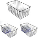 16inch Upright Freezer Organizer Baskets for 13-14,16-21 cu.ft Standup Freezer, Settle freezer chaos and reduce food waste effectively, Durable, Fully Use Space, Improve Air Circulate, Black, Pack 3