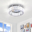 Modern Crystal Ceiling Light 11.8 inch-24W Round LED Crystal Chandelier Ceiling Lights with Mirror Stainless Steel Base Small Flush Mount Lighting Fixtures Bedroom Kitchen Living Room, 6500K